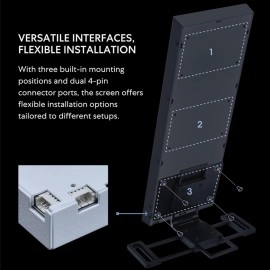 Lian Li 8.8" Universal Screen for PC - Adjustable Mounting for Any Computer Setup - Customizable ARGB Frame - PC Temperature Display Panel - LCD Screen Display - Mini Monitor - SM088X (US88 v1 Black)