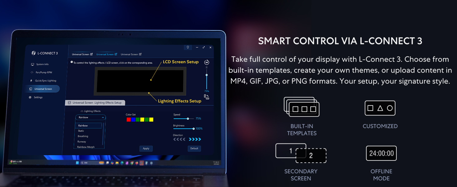 Lian-Li-88-Universal-Screen-for-PC-Adjustable-Mounting-for-Any-Computer-Setup-Cu
